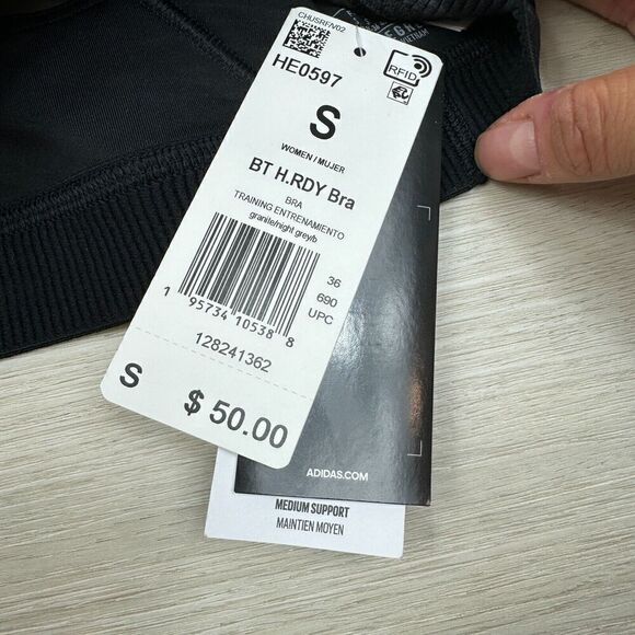 adidas x Peloton Sports Bra Size Small Black Digi Motion HEAT.RDY HE0597 - Picture 3 of 3